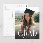 Simple Minimal Photo Modern Script Graduation Briefkaart (Voorkant / Achterkant)