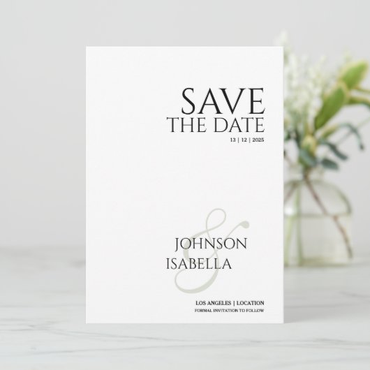 Simple minimal Photo Save the Date Card Kaart (Staand voorkant)