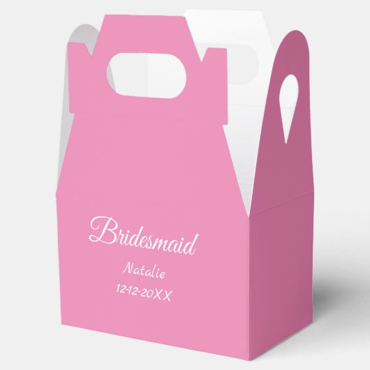 Simple minimal pink bridesmaid add name year text bedankdoosjes (Geopend)