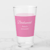 Simple minimal pink bridesmaid add name year text glas (Achterkant)