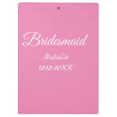 Simple minimal pink bridesmaid add name year text klembord (Achterkant)