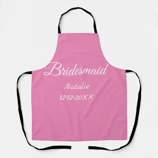 Simple minimal pink bridesmaid add name year text schort (Voorkant)