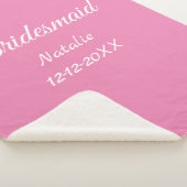 Simple minimal pink bridesmaid add name year text sherpa deken (3/4)