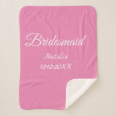 Simple minimal pink bridesmaid add name year text  sherpa deken (Voorkant)