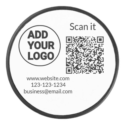 Simple minimal q r code add logo scan code name we hockey puck (Voorkant)