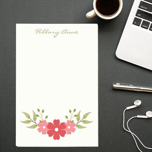 Simple Minimal Red & Pink Classy Elegant Floral Post-it® Notes