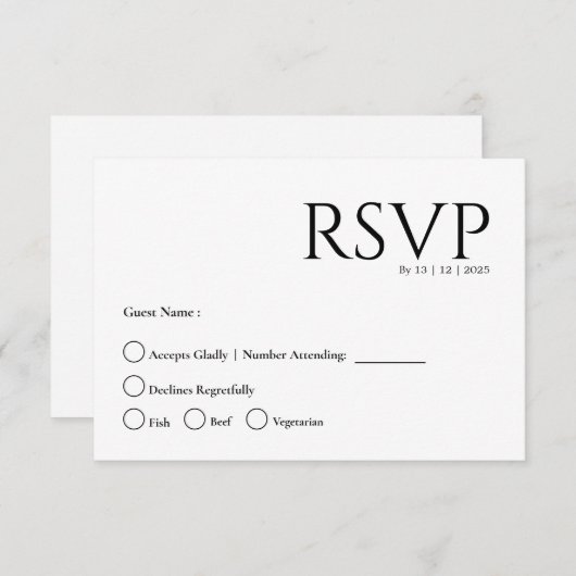 Simple minimal rsvp card kaart (Voorkant / Achterkant)