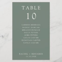Simple Minimal Sage Green Wedding Seating Chart
