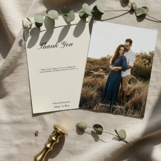 Simple Minimal Script Wedding Bedankkaart