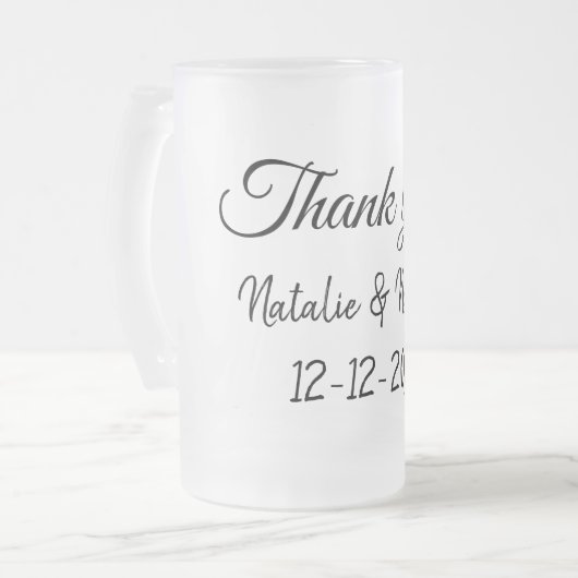 Simple minimal thank you couple name text date cus matglas bierpul (Voorkant links)