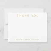 Simple Minimal Thank You Gold White Flat Note Card Notitiekaartje (Voorkant)