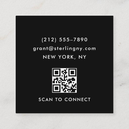 Simple Minimal Typography Black Vierkante Visitekaartje (Achterkant)