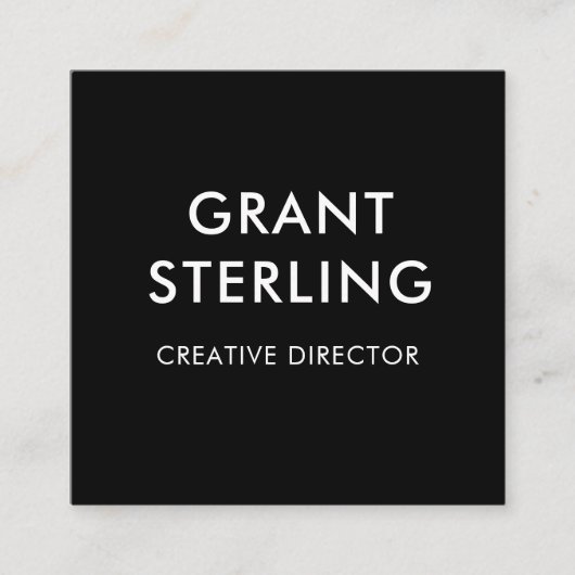 Simple Minimal Typography Black Vierkante Visitekaartje (Voorkant)
