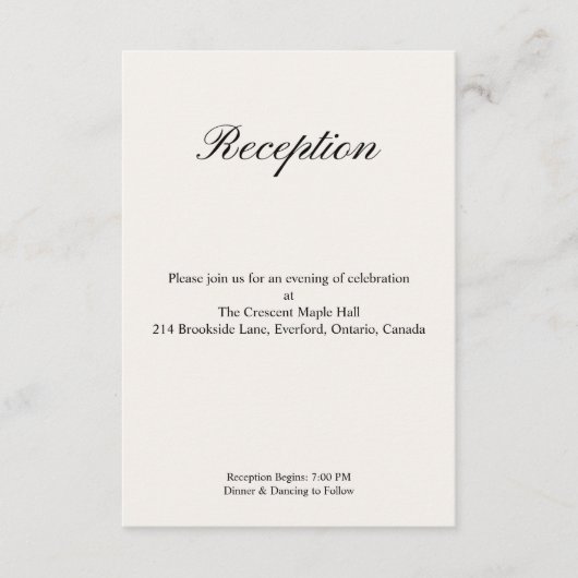 Simple Minimal Wedding Reception Informatiekaartje (Voorkant)