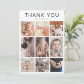 Simple Minimalist 10 Photo Collage New Baby  Bedankkaart (Staand voorkant)