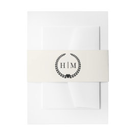 Simple Minimalist Antique Ivory Monogram  Uitnodigingen Wikkel