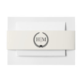Simple Minimalist Antique Ivory Monogram Uitnodigingen Wikkel