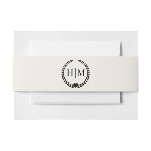 Simple Minimalist Antique Ivory Monogram Uitnodigingen Wikkel (Voorkant Voorbeeld)