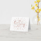 Simple Minimalist Beautiful Birthday Rose Gold Ray Kaart (Gele Bloem)