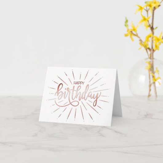 Simple Minimalist Beautiful Birthday Rose Gold Ray Kaart (Gele Bloem)