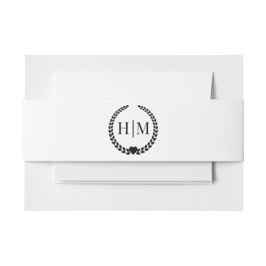 Simple Minimalist Black and White Monogram Uitnodigingen Wikkel (Voorkant Voorbeeld)