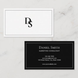 Simple Minimalist Black and White Monogram Visitekaartje