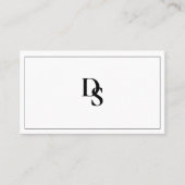 Simple Minimalist Black and White Monogram Visitekaartje (Voorkant)