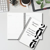 Simple Minimalist Black and White Name and Year  Planner