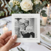 Simple Minimalist Black and White Wedding Photo Bedankkaart