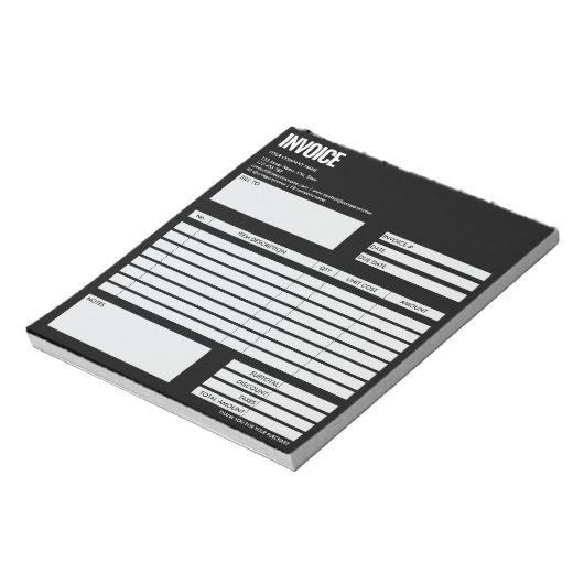 Simple Minimalist Black Invoice Form Business Logo Notitieblok (Linkerzijde)