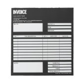 Simple Minimalist Black Invoice Form Business Logo Notitieblok (Voorkant)