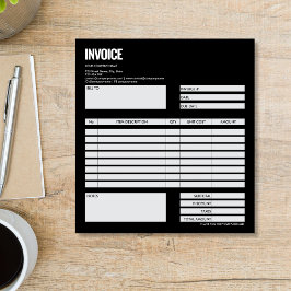 Simple Minimalist Black Invoice Form Business Logo Notitieblok