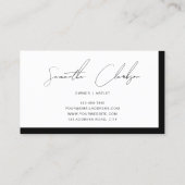Simple Minimalist Black & White Handwritten Script Visitekaartje (Achterkant)