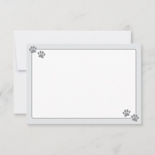 Simple Minimalist Blank Bordered Dog Paw Prints Notitiekaartje (Voorkant)