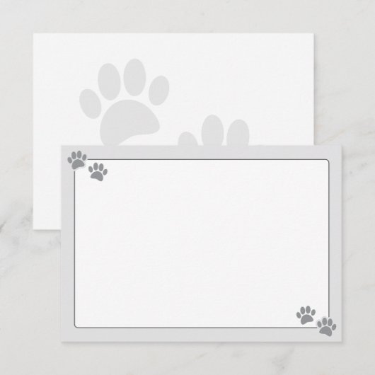 Simple Minimalist Blank Bordered Dog Paw Prints Notitiekaartje (Voorkant / Achterkant)
