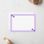 Simple Minimalist Blank With Border Dog Paw Prints Notitiekaartje (Voorkant / Achterkant in situ)