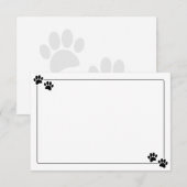 Simple Minimalist Blank With Border Dog Paw Prints Notitiekaartje (Voorkant / Achterkant)
