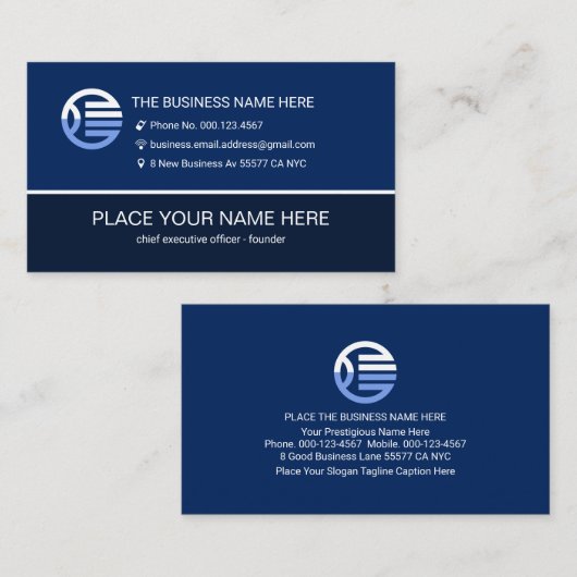 Simple Minimalist Blue Layers Store Owner Visitekaartje (Voorkant / Achterkant)