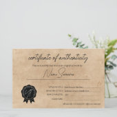 Simple Minimalist Certificate of Authenticity  (Staand voorkant)