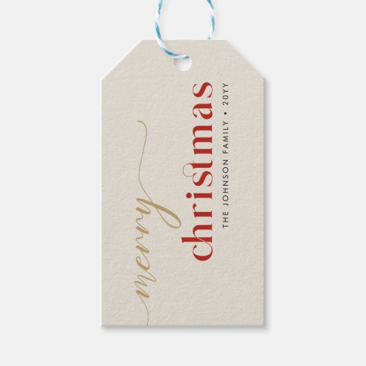 Simple Minimalist Christmas Family Name Cadeaulabel (Voorkant)
