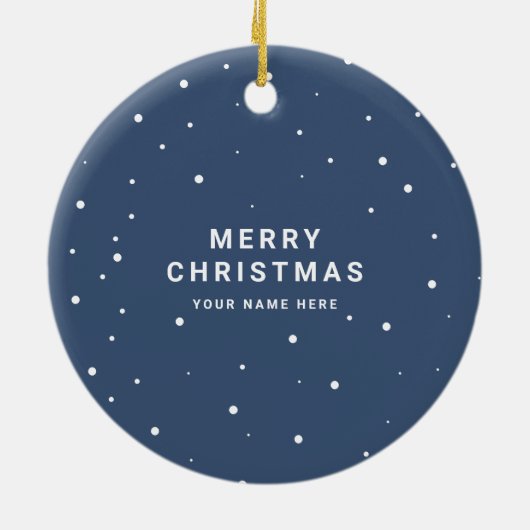 Simple Minimalist | Custom Business Logo Blue Keramisch Ornament (Achterkant)