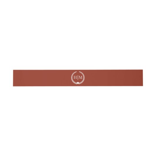 Simple Minimalist Deep Burnt Sienna Monogram Uitnodigingen Wikkel (Vlak)