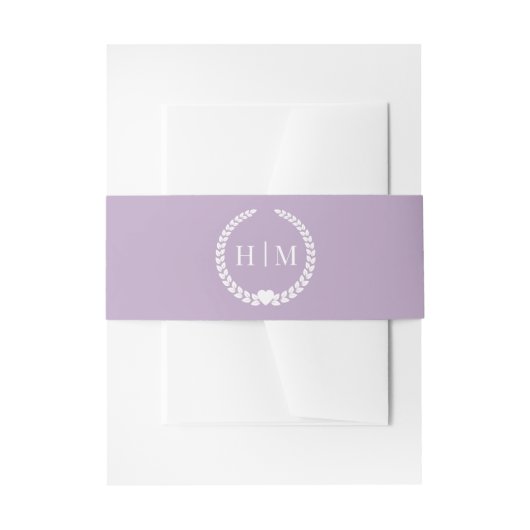 Simple Minimalist Dusty Lavender Purple Monogram Uitnodigingen Wikkel (Voorkant Voorbeeld)