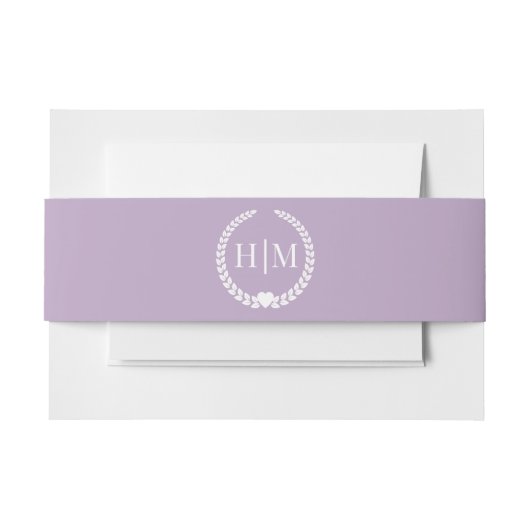 Simple Minimalist Dusty Lavender Purple Monogram Uitnodigingen Wikkel (Voorkant Voorbeeld)