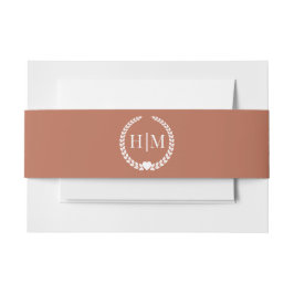 Simple Minimalist Earthy Terracotta Monogram Uitnodigingen Wikkel