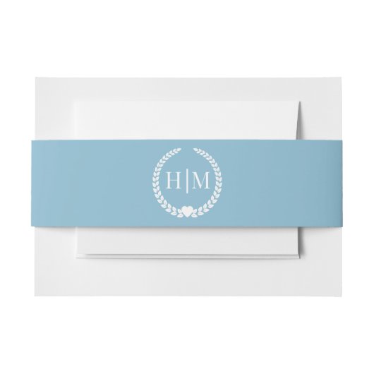 Simple Minimalist Frosted Frozen Blue Monogram Uitnodigingen Wikkel (Voorkant Voorbeeld)