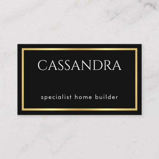 Simple Minimalist Gold Frame Your Name  Visitekaartje (Voorkant)