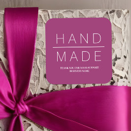 Simple Minimalist Handmade Business Support Vierkante Sticker
