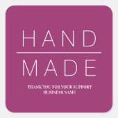 Simple Minimalist Handmade Business Support Vierkante Sticker (Voorkant)