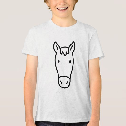 Simple Minimalist Horse Head Tri-Blend Shirt (Voorkant)